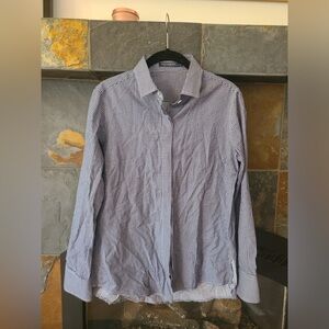 🔴Ryan Roberts Los Angeles Blue White Gingham Tech Button Down Shirt cotton XS